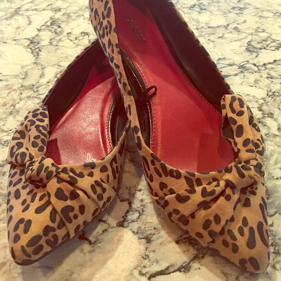 Express Leopard Print Pointed Toe Flats