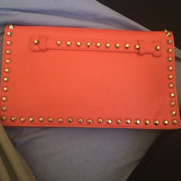Never used red studded clutch with strap - Picture 1 of 3