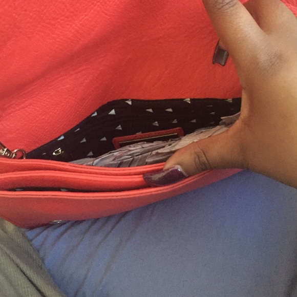 Never used red studded clutch with strap - Picture 2 of 3