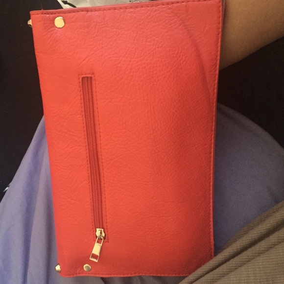 Never used red studded clutch with strap - Picture 3 of 3