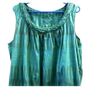 Ombre blue and green braided tank