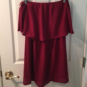 Maroon Strapless Dress