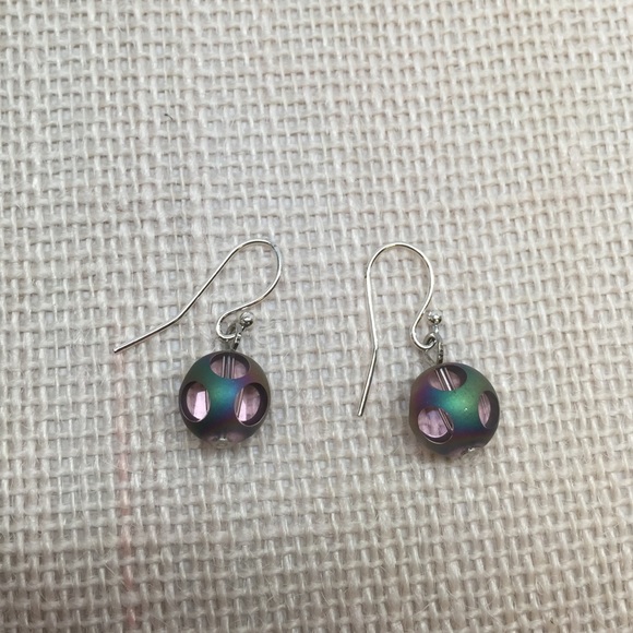 Handmade multicolored window glass earrings