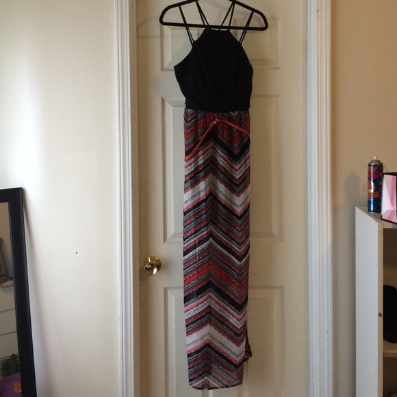 Black and multi colored maxi dress