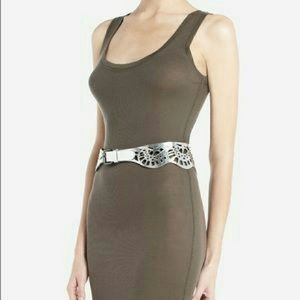 BCBG Maxazira Silver Scalloped Waist Belt
