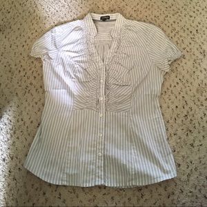 Express White and Gray Dressy Shirt Size Medium