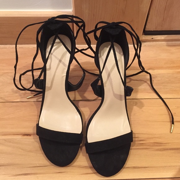 Wild Diva Shoes - Black lace up heels