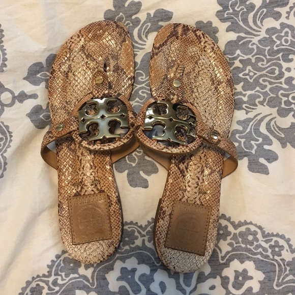 Tory Burch Miller Sandal - snake skin/gold