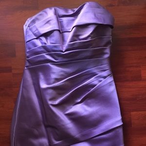 Short Pleated Satin Strapless Dress