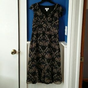 Black Patterned Midi Dress