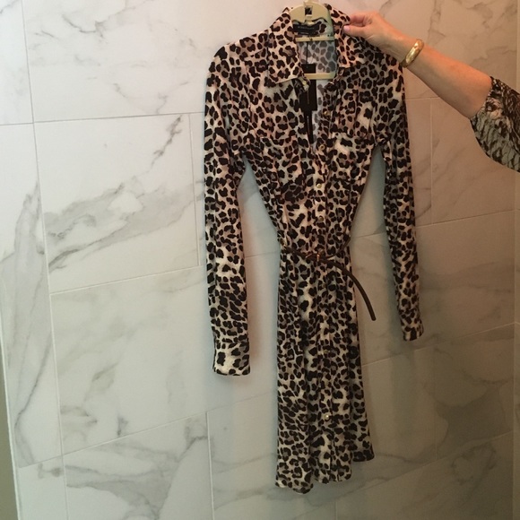 Bcbg leopard shirt dress