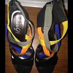 Multi colored high heel party shoes