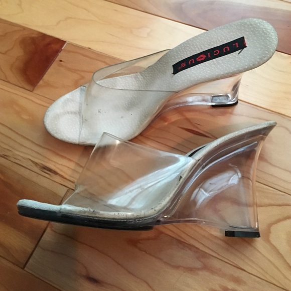 lucite heels size 12