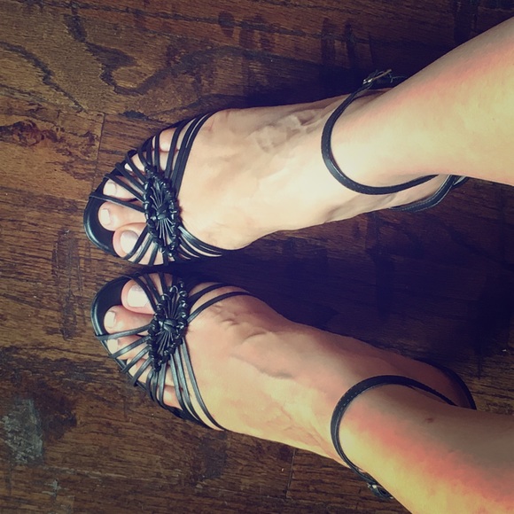 BCBGirls ankle strap black heel