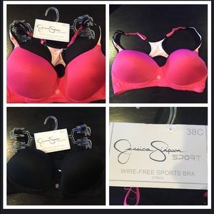 NWT 2-Pack Jessica Simpson Sports Bras Pink/Black