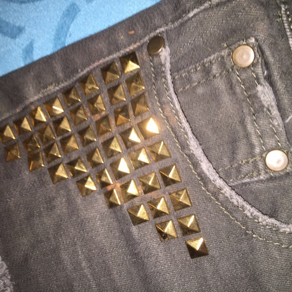 Forever 21 gold studded army green shorts - Picture 2 of 3