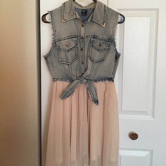 Western Denim & Chiffon Dress