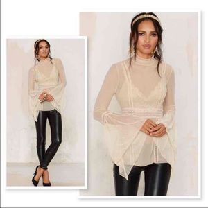 NWT Nasty Gal Bell Sleeve Blouse
