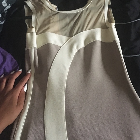 Nude and cream high neck bandage dress - Picture 1 of 3