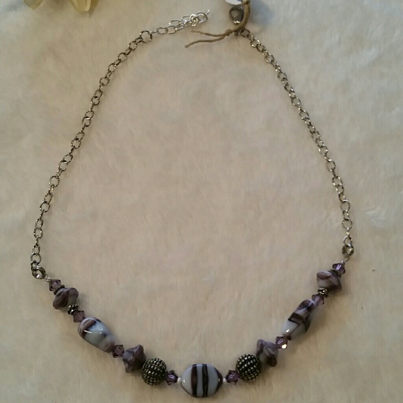 Lavender And Silver Necklace - Picture 3 of 4