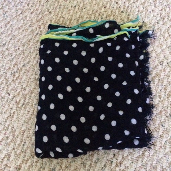 Navy blue polka dot scarf - Picture 1 of 2