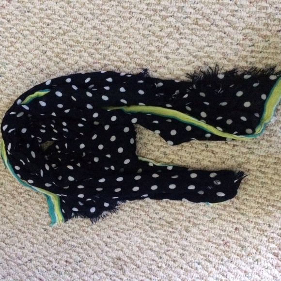 Navy blue polka dot scarf - Picture 2 of 2