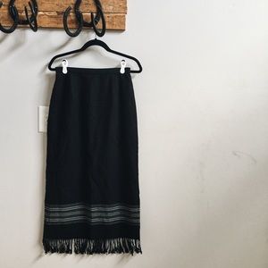 Vintage fringe hem pencil skirt.