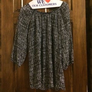 Black and white sheer work blouse