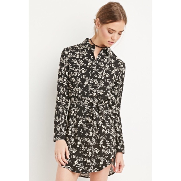 🐃BLACK FLORAL SHIRT DRESS🐃