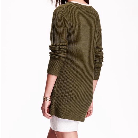 SOLD.  hunter green sweater coat. - Picture 2 of 4