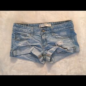 Plain Light Wash Denim Shorts