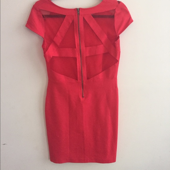 rRd/watermelon colored tight cocktail dress - Picture 2 of 4