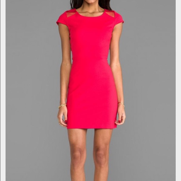 rRd/watermelon colored tight cocktail dress - Picture 3 of 4