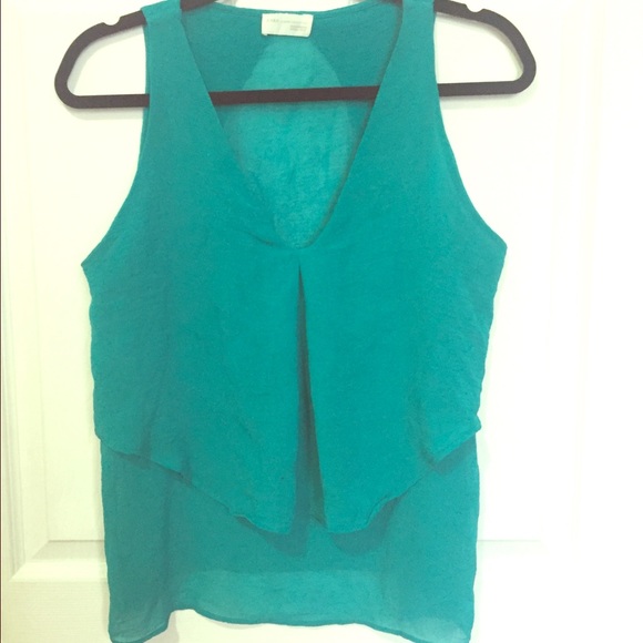 Zara Turquoise V Neck Top
