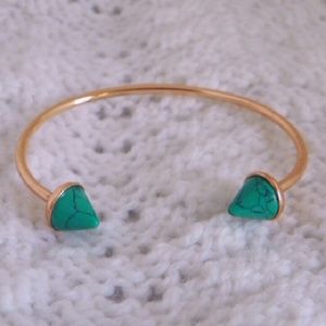 Rose gold faux turquoise spike cuff bangle