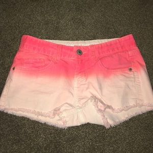 Orange ombre jean shorts