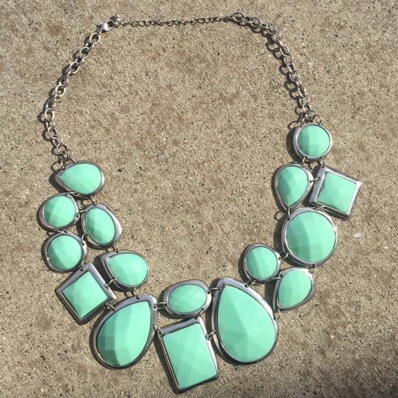 Mint green silver statement necklace