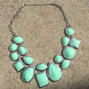 Mint green silver statement necklace
