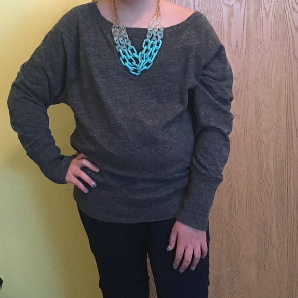 Dark gray boat neck sweatshirt