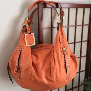 Orange Studded B Makowsky Handbag