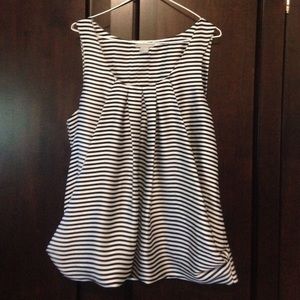 Black and white striped sleeveless blouse