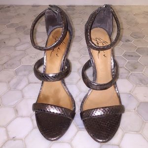 Mark and James pewter strap heels