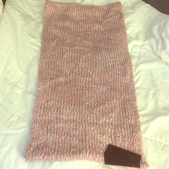 Guess Knit Pink and Silver/Grey Infinity Scarf