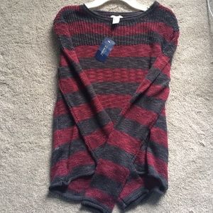 Maroon and Grey striped sweater