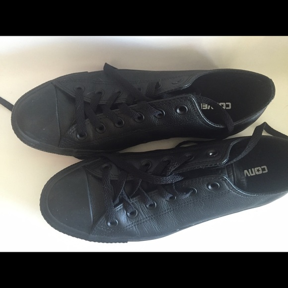 Black Leather Converse Sneakers (low-top)