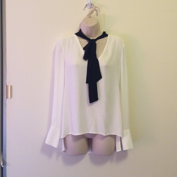 Zara chiffon tie-bow shirt