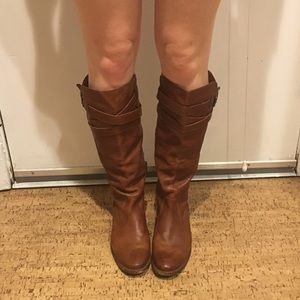 Frye Shirley Strap boots in cognac