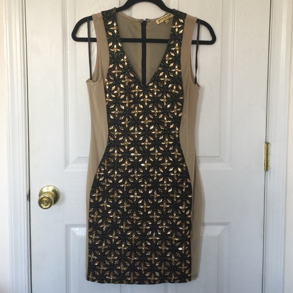 Rose Gold embellished Bodycon dress size medium