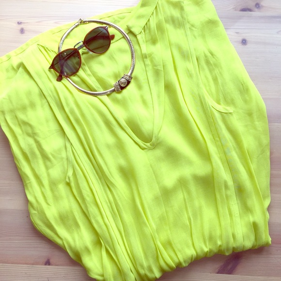 Zara sheer neon citron dress.