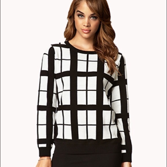 Forever 21 Windowpane black & white sweater